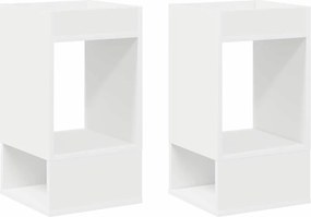 vidaXL End Table 2 pcs Λευκό 30 x 30 x 56 εκ. Επεξεργασμένο ξύλο