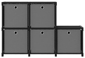 Ραφιέρα με 5 Κύβους &amp; Κουτιά Μαύρη 103x30x72,5 εκ. Υφασμάτινη - Μαύρο