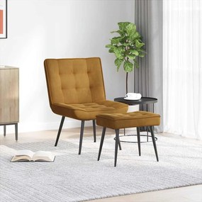 vidaXL Πολυθρόνα Relax Καφέ Βελούδινη με Σκαμπό