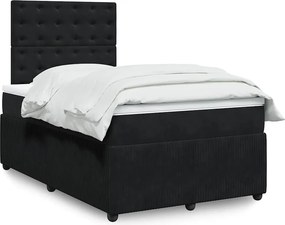 vidaXL Κρεβάτι Boxspring με Στρώμα Μαύρο 120 x 200 εκ. Βελούδινο