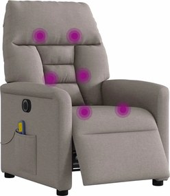 vidaXL Πολυθρόνα Μασάζ Ηλεκτρική Ανακλινόμενη Taupe Υφασμάτινη