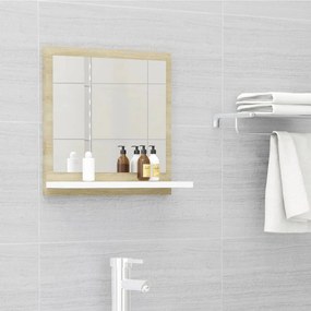 vidaXL Καθρέφτης Μπάνιου Λευκό/Sonoma Δρυς 40x10,5x37 εκ. Μοριοσανίδα