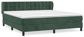 vidaXL Κρεβάτι Boxspring με Στρώμα Σκούρο Πράσινο 180x200εκ. Βελούδινο