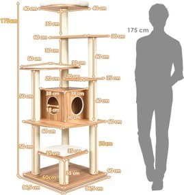 Costway  Πολυεπίπεδο Ονυχοδρόμιο Γάτας με Φυσικό Σχέδιο και Σταθερή Κατασκευή PS7431NA