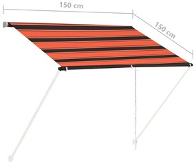 Τέντα Συρόμενη Πορτοκαλί / Καφέ 150 x 150 εκ. - Πολύχρωμο