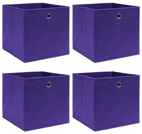 Κουτιά Αποθήκευσης 4 τεμ. Μοβ 28x28x28 εκ. Ύφασμα Non-woven - Μωβ