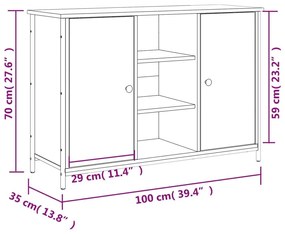 Ραφιέρα Καφέ Δρυς 100x35x70 εκ. από Επεξεργασμένο Ξύλο - Καφέ