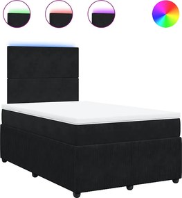 vidaXL Κρεβάτι Boxspring με Στρώμα Μαύρο 120x190 εκ. Βελούδινο