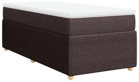 Κρεβάτι Boxspring με Στρώμα Σκούρο Καφέ 80x200 εκ. Υφασμάτινο - Καφέ