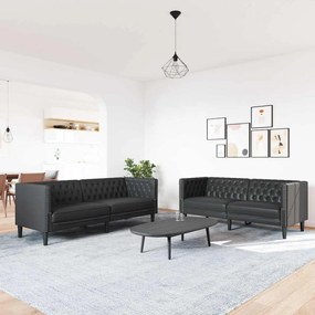 vidaXL Σετ Καναπέ 2 pcs Μαύρο 194 x 74.5 x 70.5 εκ. Τεχνητό δέρμα