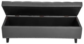 VEVOR Button-Tufted Storage Ottoman Bench PU Leather Bench with Wood Legs Gray