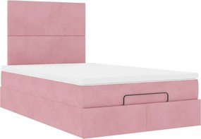 vidaXL Οθωμανικό κρεβάτι με στρώματα ροζ 120x190cm Velvet