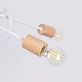 Φωτιστικό οροφής EMBER 5 λευκό,χάλυβας/ξύλο/5xmax 15W LED