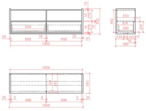 TOWN TV STAND SONOMA ΛΕΥΚΟ ΜΑΡΜΑΡΟ 145x39xH50cm