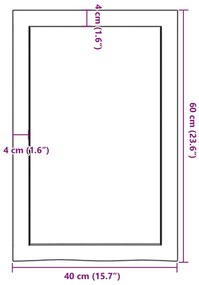 Ράφι Τοίχου Ανοιχτό Καφέ 40x60x(2-4)εκ. Επεξ. Μασίφ Ξύλο Δρυός - Καφέ