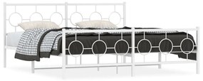 Πλαίσιο Κρεβατιού με Κεφαλάρι&amp;Ποδαρικό Λευκό 183x213εκ. Μέταλλο