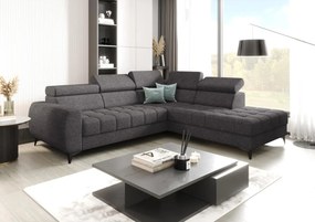 Γωνιακός καναπές Calyra-Ανθρακί-Δεξιά