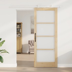 vidaXL Συρόμενη Πόρτα  με Σετ Εξαρτημάτων 'ORKDAL' Μασίφ Ξύλο & Γυαλί