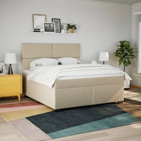 vidaXL Κρεβάτι Boxspring με Στρώμα Κρεμ 180x200 εκ. Υφασμάτινο