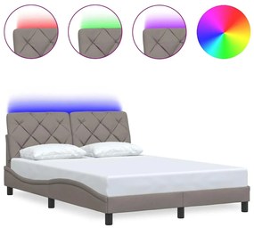 Πλαίσιο κρεβατιού με LED χωρίς στρώμα Taupe 140x190 cm Ύφασμα - Μπεζ-Γκρι