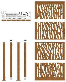 vidaXL Πύλη κήπου 105x205 cm Weathering Steel Trace Design