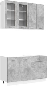 vidaXL Μονάδα κουζίνας LYON 4 pcs Γκρι Σκυροδέματος Επεξεργασμένο Ξύλο