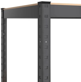 vidaXL Ραφιέρα Αποθήκευσης 5 Επιπέδων Ανθρακί από Ατσάλι &amp; Επεξ. Ξύλο