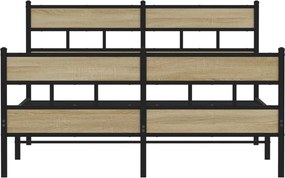 vidaXL Σκελετός Κρεβ. Χωρίς Στρώμα Sonoma Δρυς 150x200 εκ. Μεταλλικό