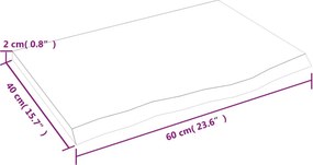 vidaXL Ράφι Τοίχου Σκούρο Καφέ 60x40x2 εκ. Επεξεργ. Μασίφ Ξύλο Δρυός