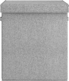 vidaXL Καλάθι Ρούχων Πτυσσόμενο Γκρι 51x34,5x59 εκ. Συνθ. Λινό Ύφασμα
