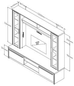 ΣΥΝΘΕΤΟ ΣΑΛΟΝΙΟΥ CHICO TV PAKOWORLD ΧΡΩΜΑ EMBONY OAK 180.5X40X158ΕΚ