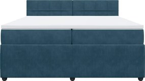 vidaXL Κρεβάτι Boxspring με Στρώμα Μπλε 200x200 εκ. Βελούδινο