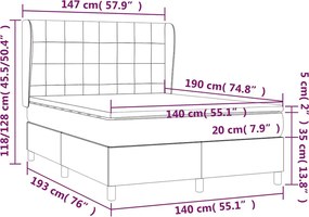vidaXL Κρεβάτι Boxspring με Στρώμα Μαύρο 140x190 εκ. Υφασμάτινο