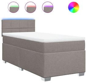 Κρεβάτι Boxspring με Στρώμα Taupe 100 x 200 εκ. Υφασμάτινο - Μπεζ-Γκρι