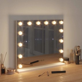 vidaXL Καθρέφτης Vanity LED Λευκό 50 x 10 x 44 εκ Γυαλί και Χάλυβας