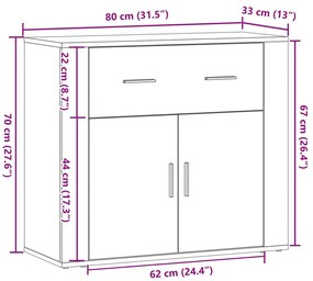 Συρταριέρα Όψη Παλαιού Ξύλου 80x33x70 εκ. Επεξεργασμένο Ξύλο - Καφέ