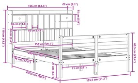 ΚΡΕΒΑΤΙ ΒΙΒΛΙΟΘΗΚΗ ΧΩΡΙΣ ΣΤΡΩΜΑ 150X200 ΕΚ ΜΑΣΙΦ ΞΥΛΟ ΠΕΥΚΟΥ 3321940