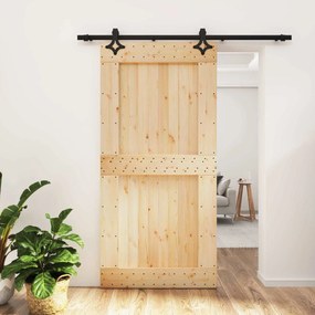 vidaXL Συρόμενη Πόρτα Φυσικό και Μαύρο 100 x 210 cm