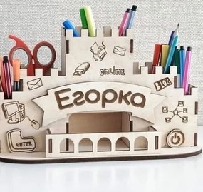 Σετ των 2 Intra απο ξύλο plywood 3mm-4mm πάχος – ξύλο Organizer θήκης στυλό γραφείου Castle Office 15x20 cm INTRAVECTRY-MY556311