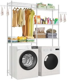 VEVOR Over Washer and Dryer Storage Shelf Two Row 5 Tiers Washer Rack White