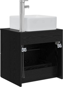vidaXL Επιτοίχια Λεκάνη Έπιπλο Μαύρη Δρυς 53 x 35 x 80 cm