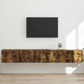 vidaXL Ντουλάπι Τηλεόρασης Τοίχου Επιτοίχιο 2 pcs Καπνιστό Δρύς