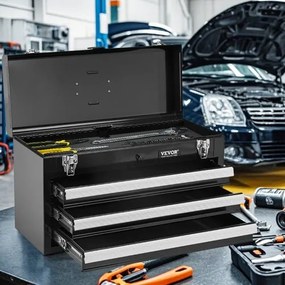 VEVOR Tool Box 20.5-inch Portable Metal Tool Box with 3 Drawers Tool Organizer