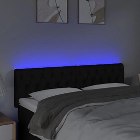 Κεφαλάρι Κρεβατιού LED Μαύρο 144x7x78/88 εκ. Υφασμάτινο - Μαύρο