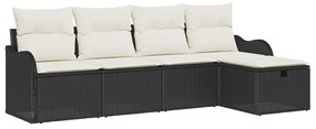 vidaXL Σετ Καναπέ Κήπου με μαξιλάρι 5 pcs Μαύρο Πολυ ράταν