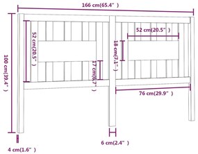 vidaXL Κεφαλάρι Κρεβατιού Γκρι 166 x 4 x 100 εκ. από Μασίφ Ξύλο Πεύκου