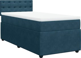 vidaXL Κρεβάτι Boxspring με Στρώμα Μπλε 80 x 200 εκ. Βελούδινο