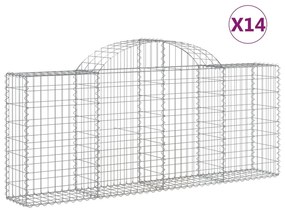 vidaXL Συρματοκιβώτια Τοξωτά 14 τεμ. 200x30x80/100 εκ. Γαλβαν. Ατσάλι