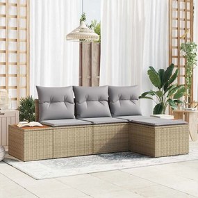 vidaXL Σετ Καναπέ Κήπου 4 pcs μπεζ και ανοιχτό γκρι 184 x 62 x 85 εκ.
