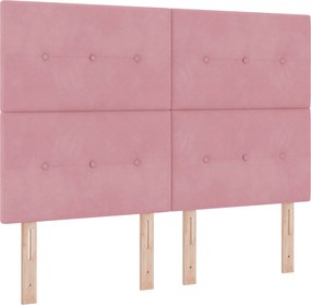 vidaXL Κρεβάτι box spring με στρώμα Ροζ 140 x 190 cm Βελούδο